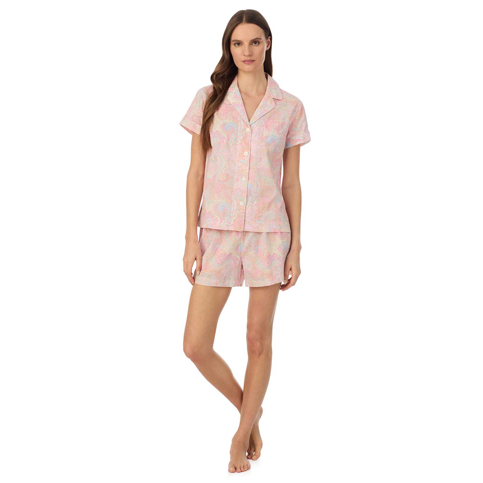 Lauren Ralph Lauren Cotton Lawn S/S Notch Collar Boxer Set